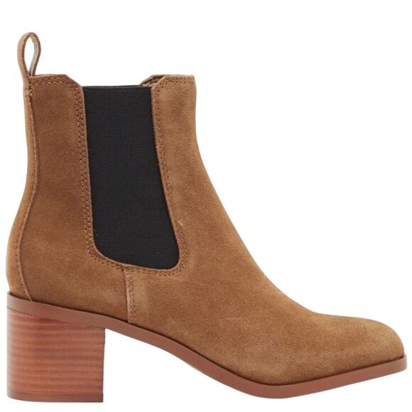 STEVE MADDEN RHIANNON SUEDE HEELED CHELSEA BOOT IN COGNAC NWOB WOMEN'S SIZE 8M